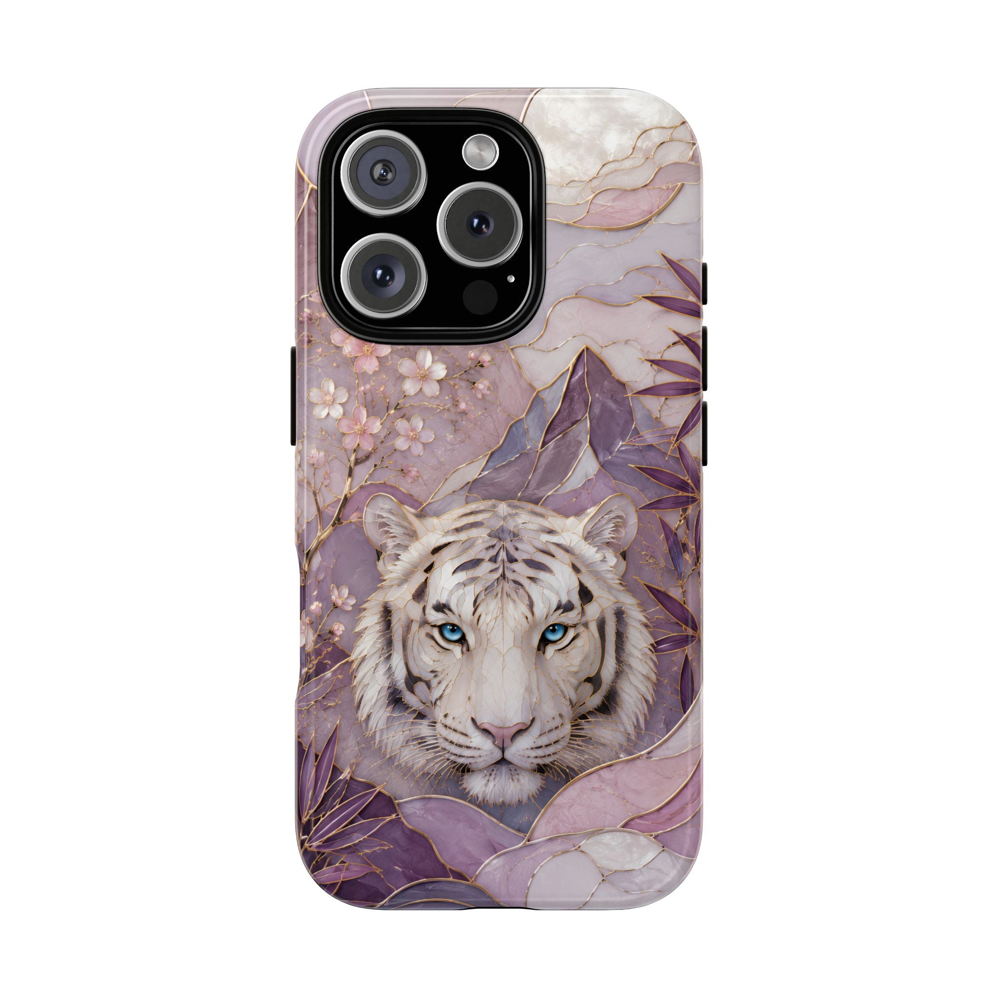 White Tiger iPhone Case | Cherry Blossom Art Cover