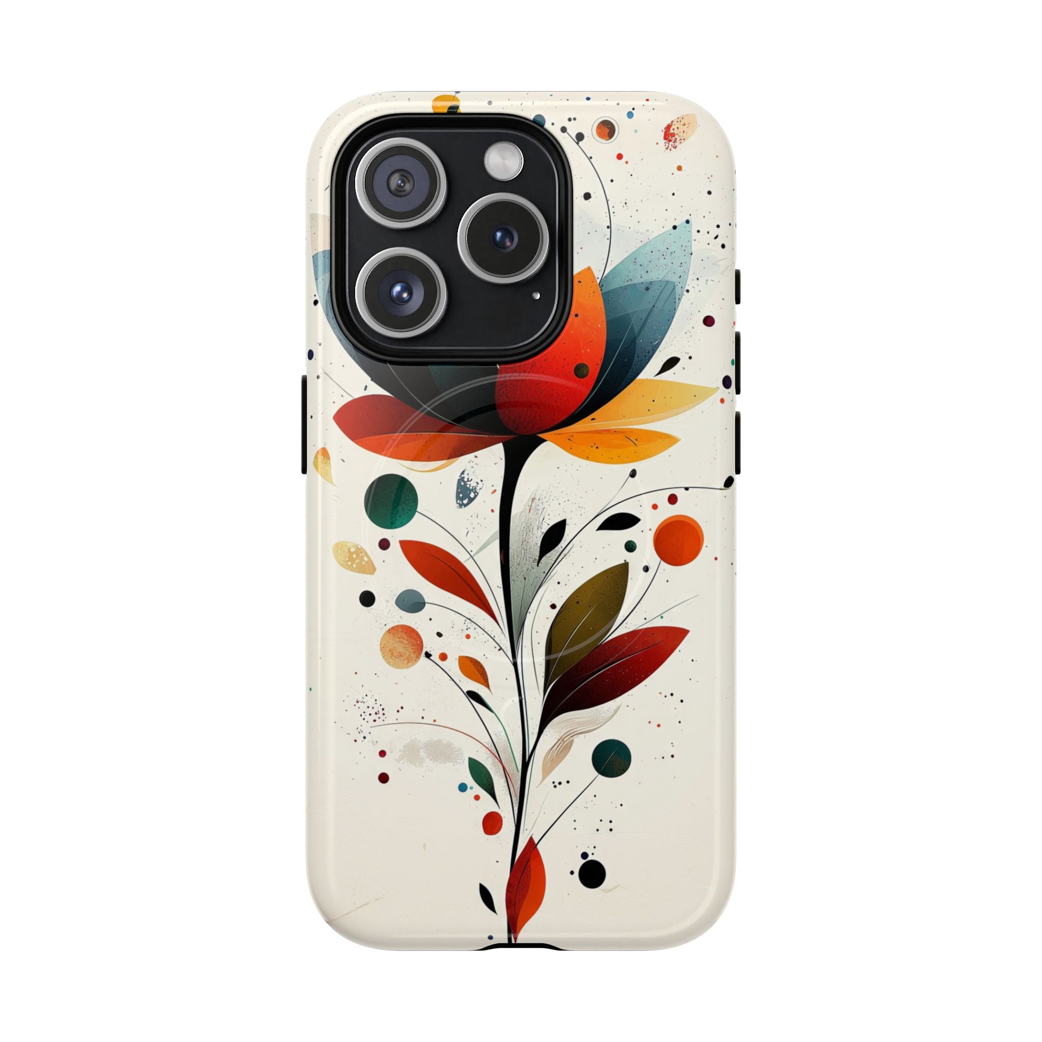 Custodia MagSafe resistente per iPhone con motivo astratto floreale | Arte del loto colorato
