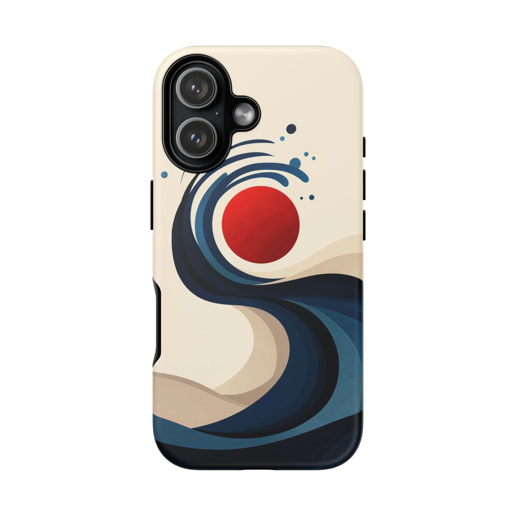 Abstract Wave iPhone Case | Red Sun Ocean Art