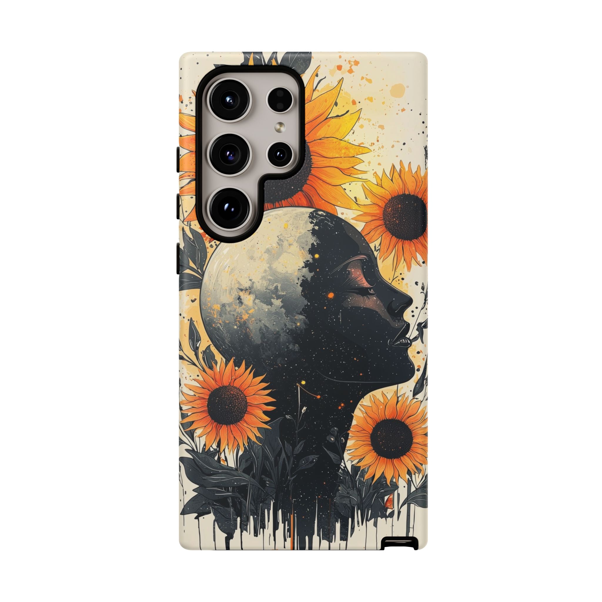 Sunflower Moon Art Samsung Galaxy Case | Floral Celestial