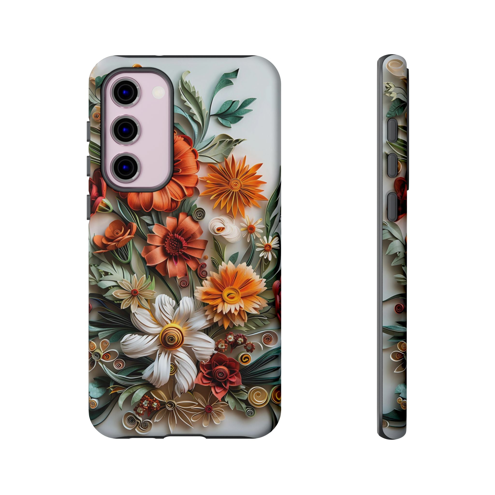 Floral Quilling Tough Samsung Galaxy Case — Orange Daisy