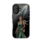 Elegant Woman in Green Dress Art Protective Tough iPhone Case