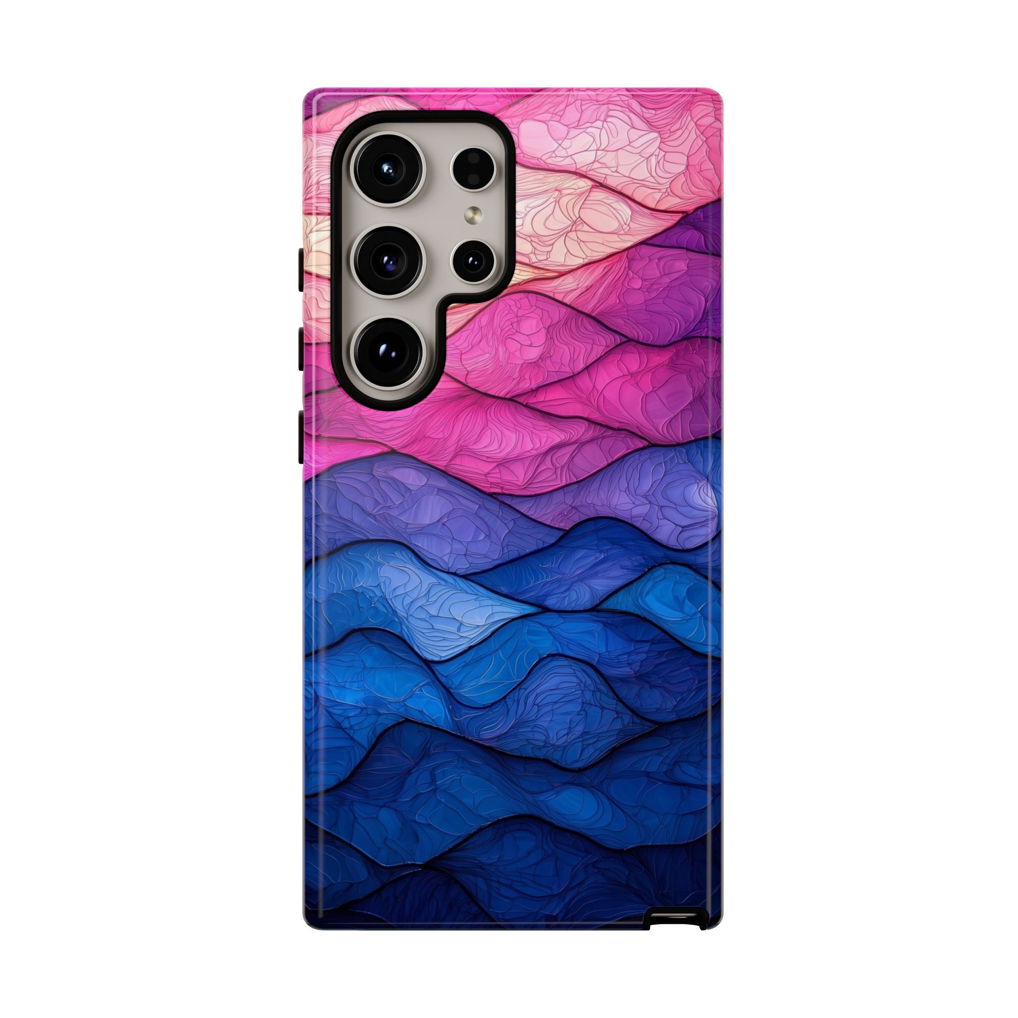Abstract Ocean Waves Samsung Galaxy Case — Pink & Blue Gradient Tough Case