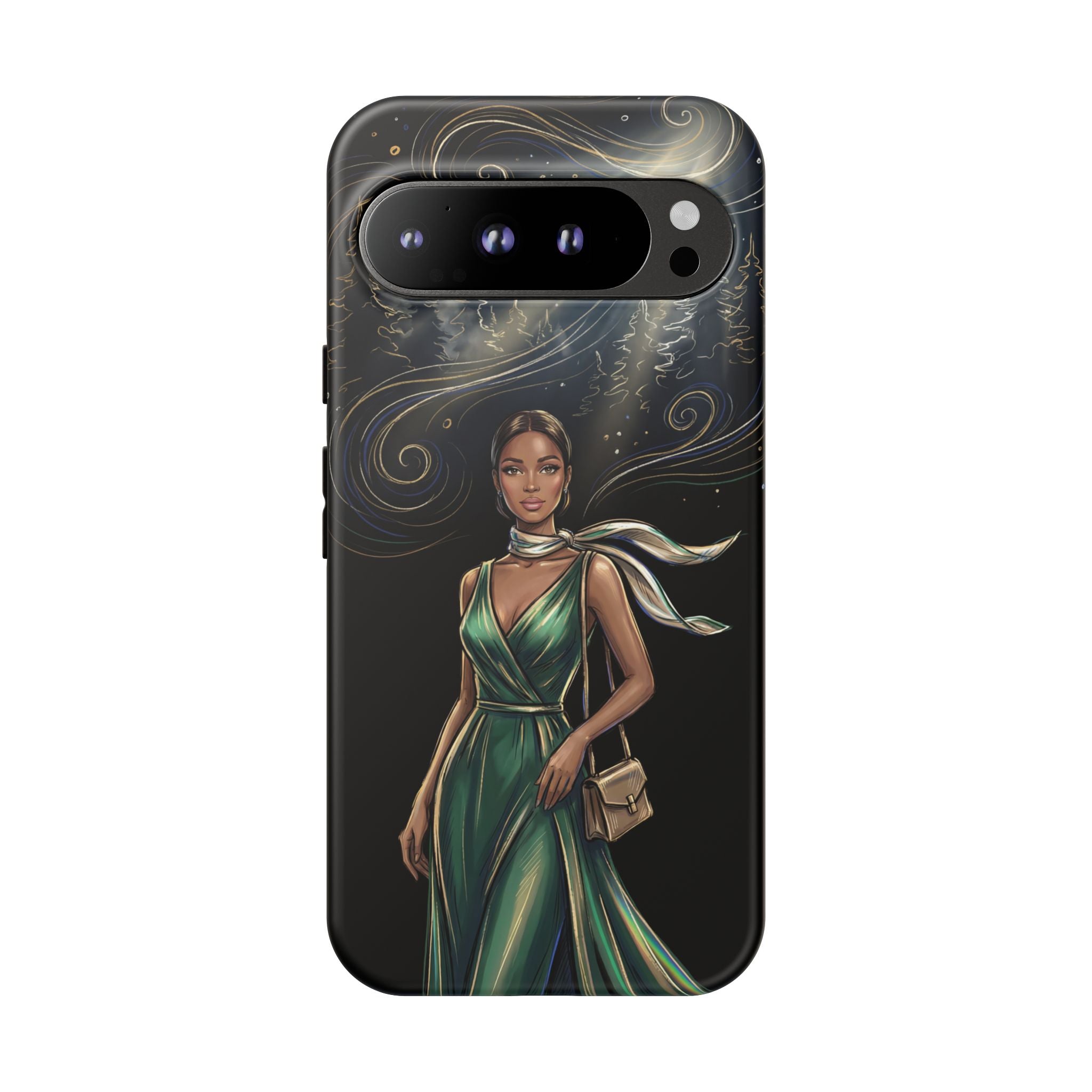 Elegant Woman in Green Dress Art Protective Tough Google Pixel Phone Case