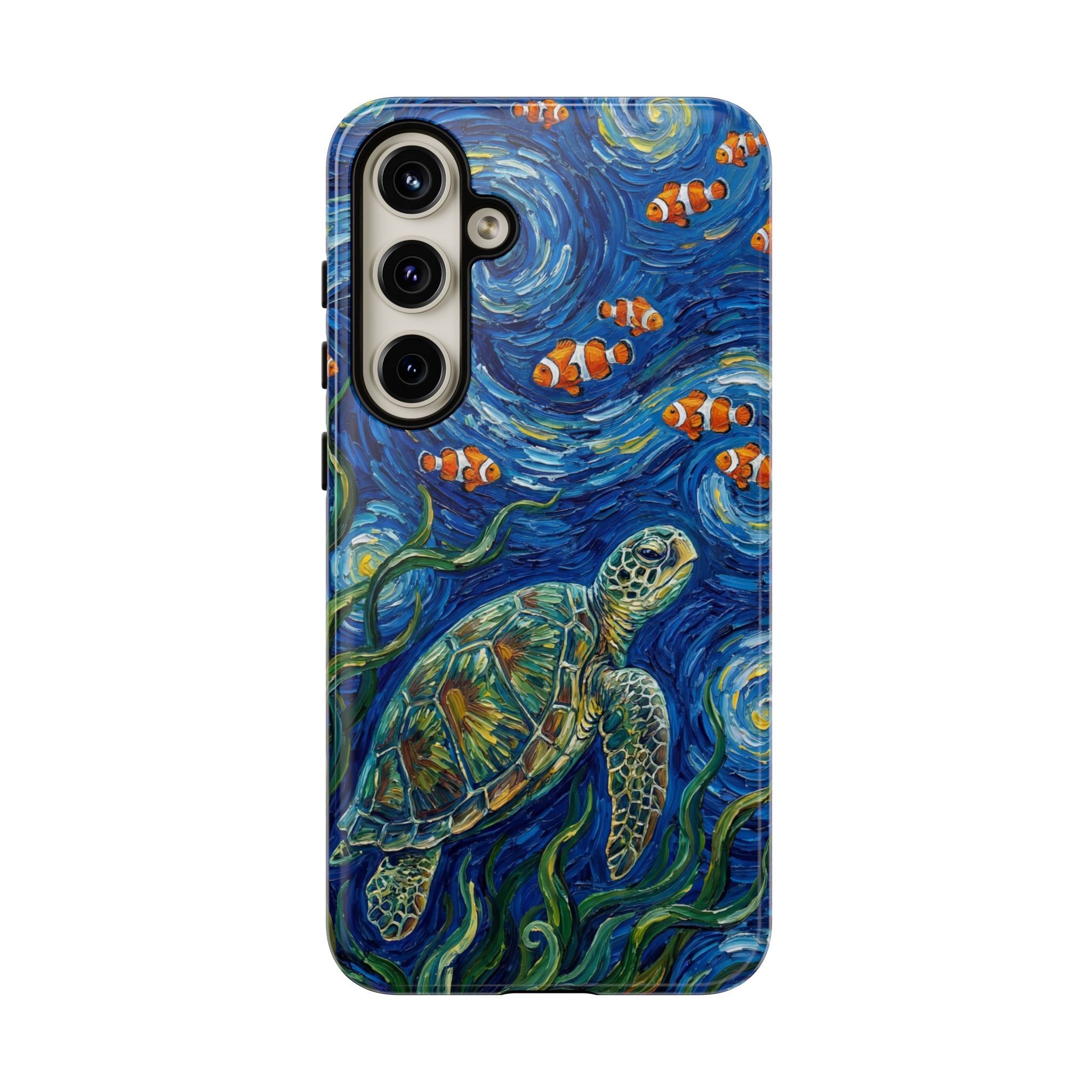 Sea Turtle & Clownfish Tough Samsung Galaxy Case | Van Gogh Style Ocean Art