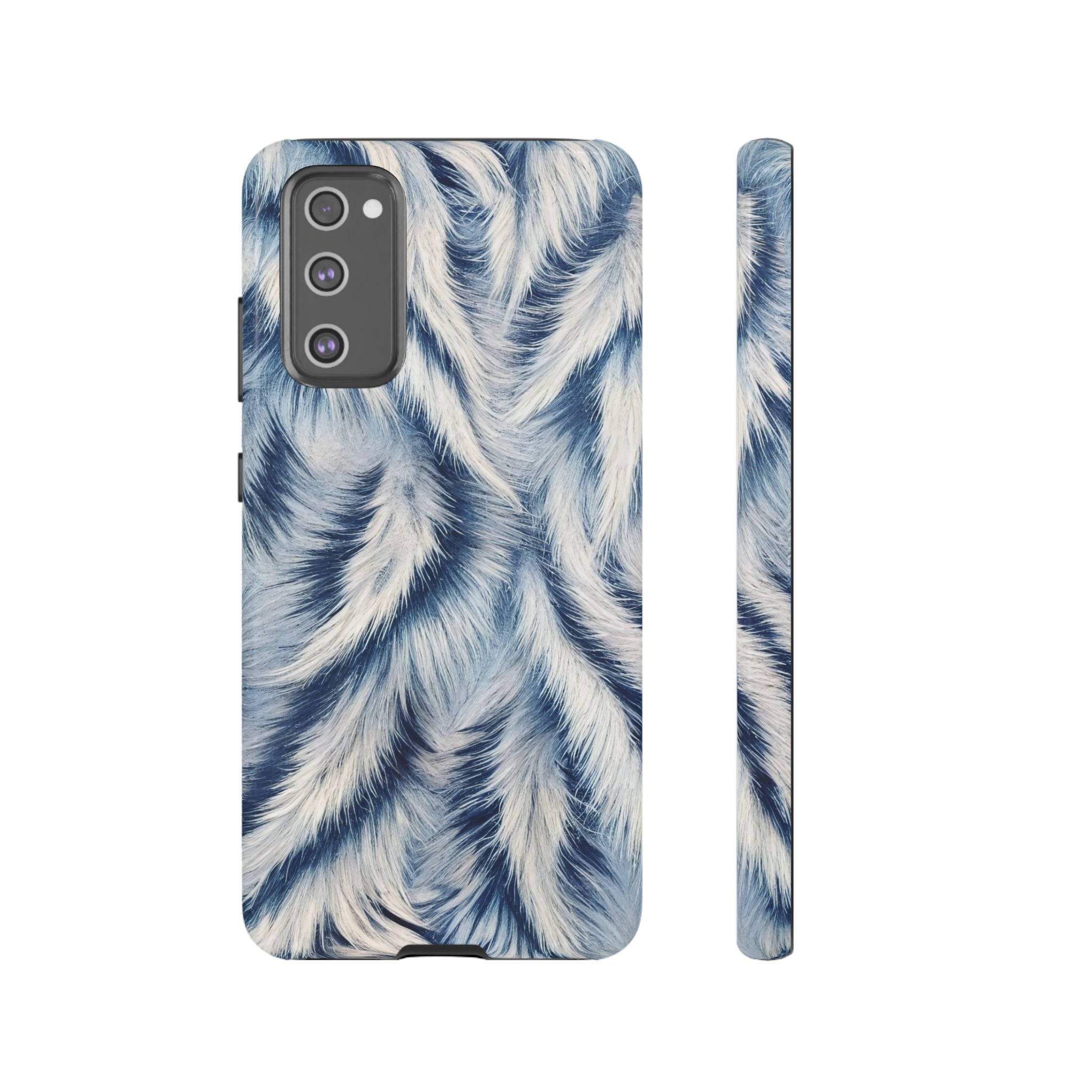 Blue Faux Fur Texture Protective Tough Samsung Galaxy Case
