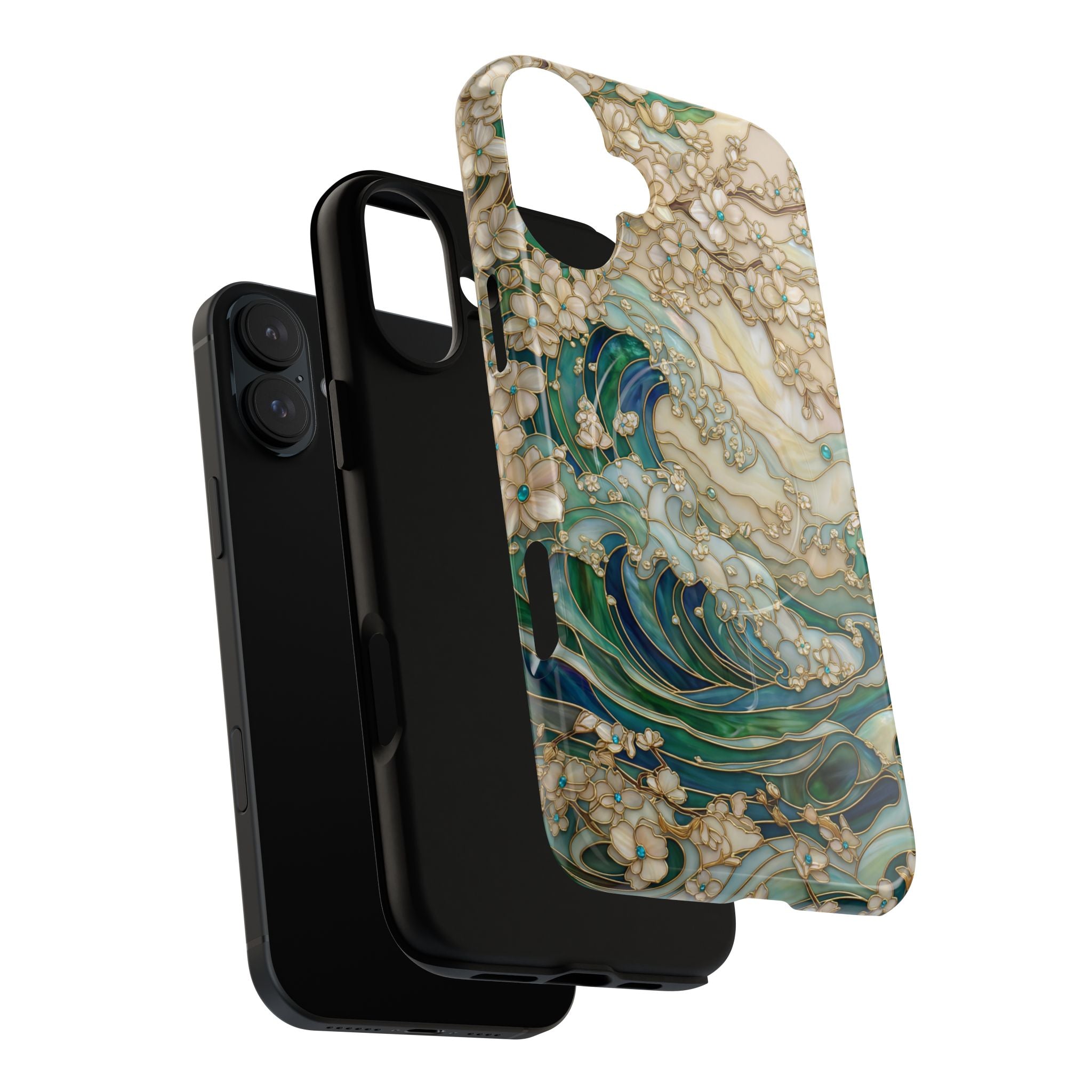 Custodia MagSafe per iPhone Ocean Wave — Custodia resistente con design artistico color acquamarina