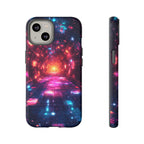 Neon Tunnel Tough iPhone Case — Retro Futuristic Galaxy Design