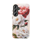 Custodia per Samsung Galaxy con motivo floreale Peony | Rosa bianca vintage