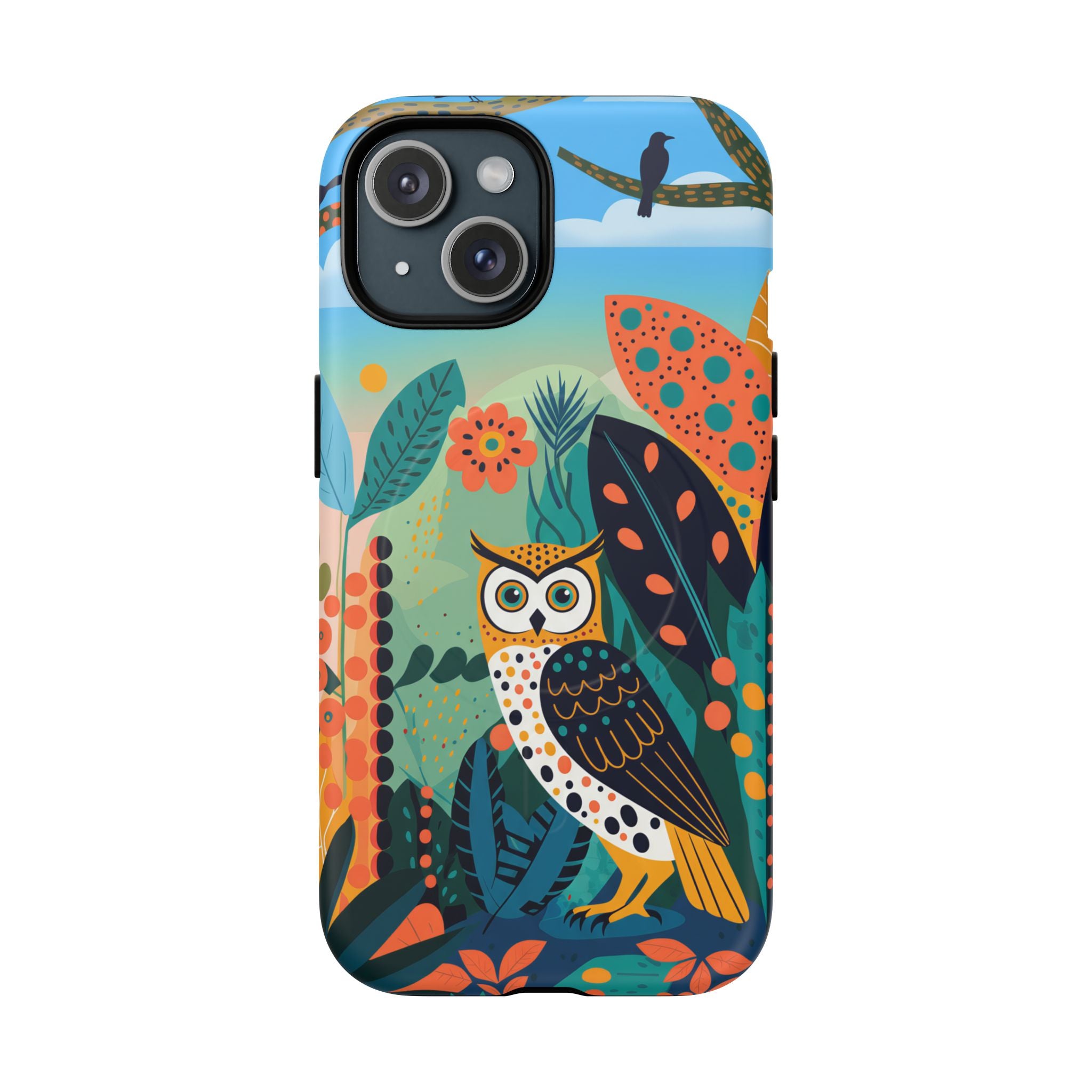 Botanical Forest Colourful Owl MagSafe iPhone Case