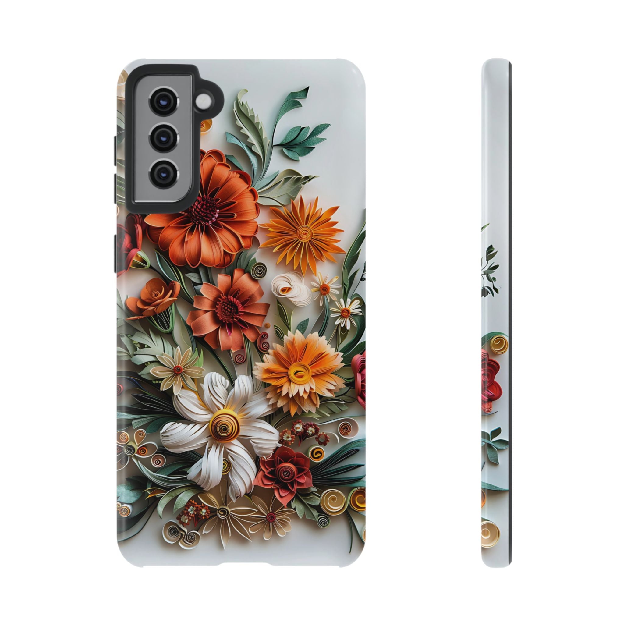 Floral Quilling Tough Samsung Galaxy Case — Orange Daisy