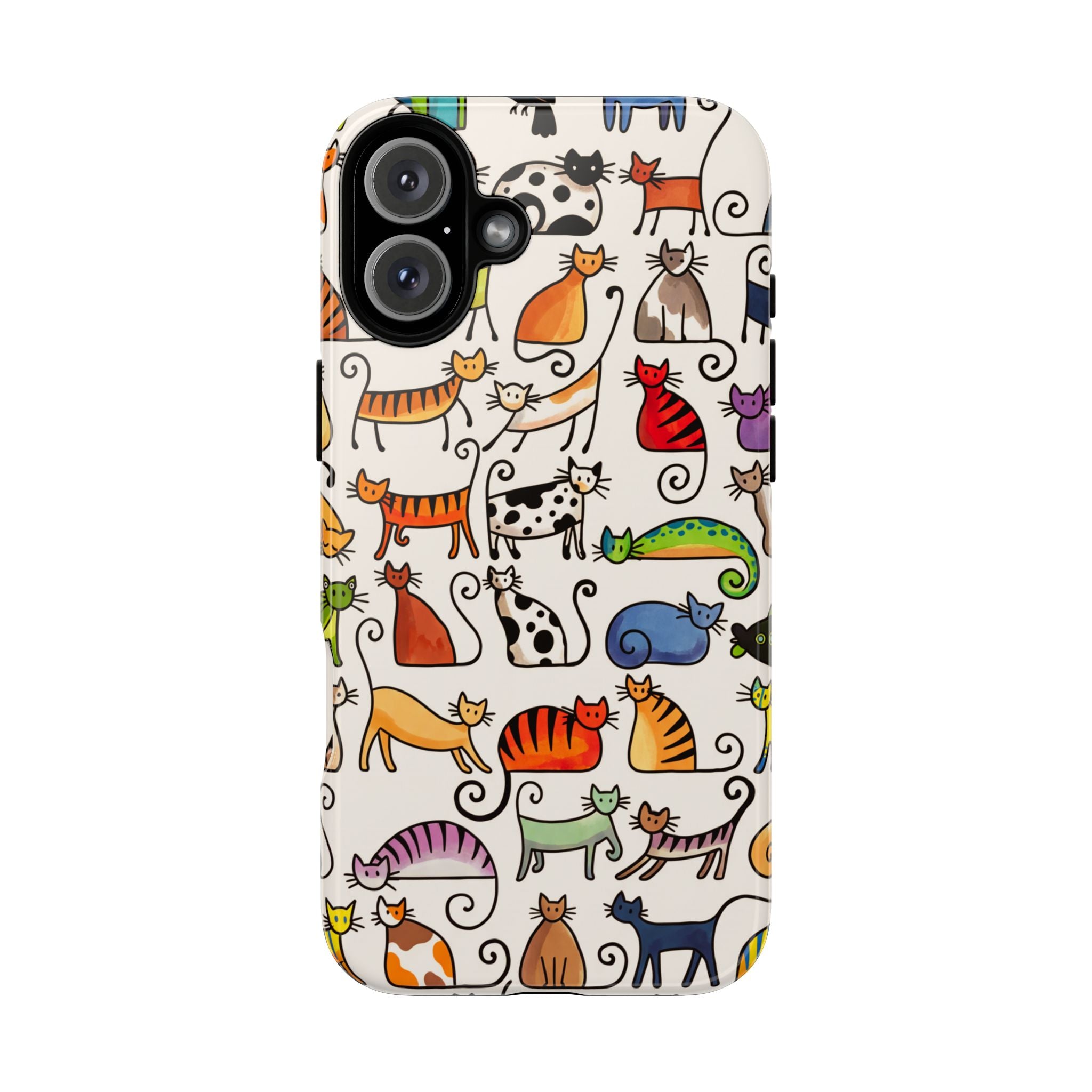 Cat Pattern Tough iPhone Case | Colourful Cartoon Cats