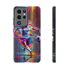 Soccer Player Neon Art Samsung Galaxy Phone Case | Vibrant Football Kick Protective Cover