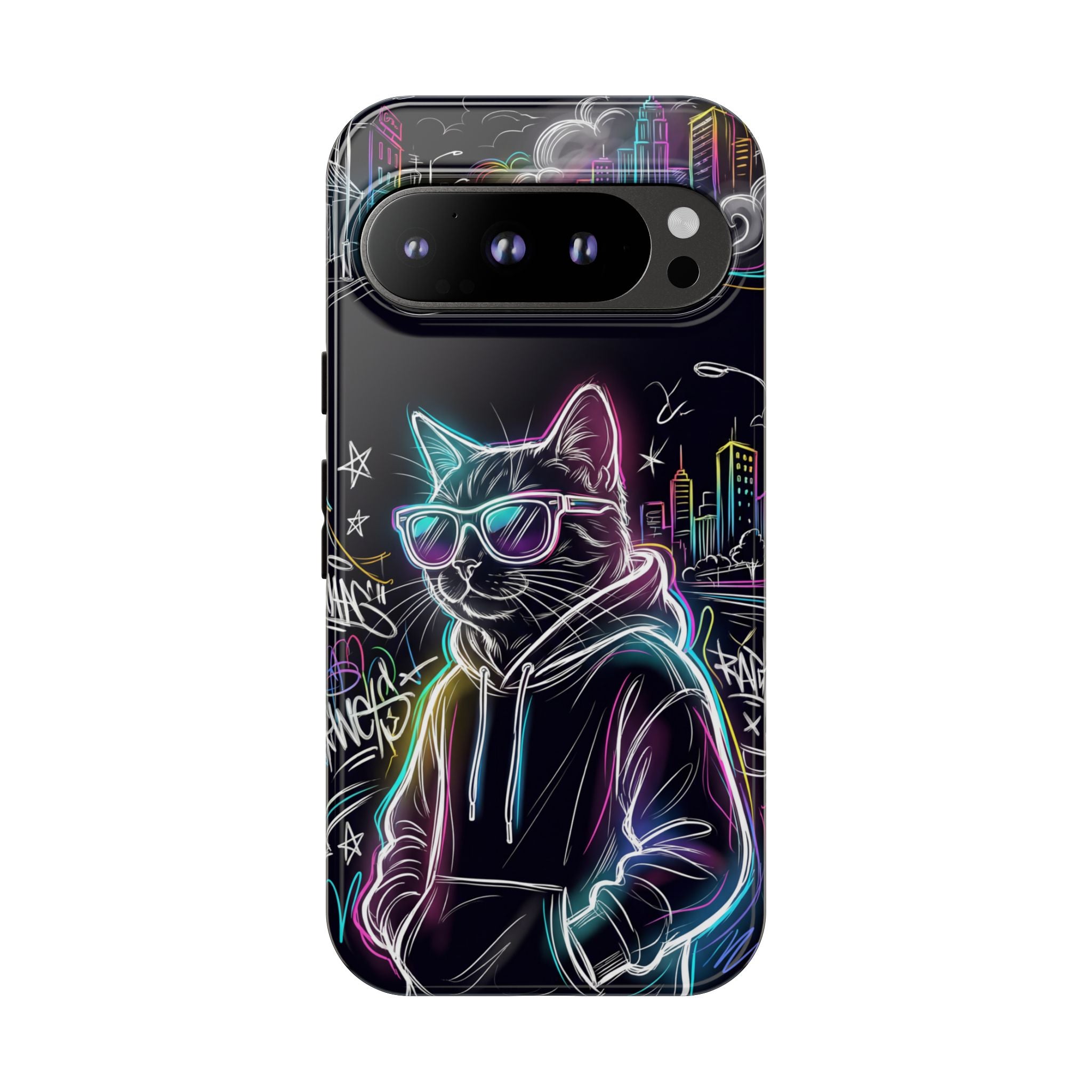 Cool Hoodie Neon Street Cat Google Pixel Phone Case