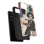 Paris Cafe Chic Samsung Galaxy Phone Case | Stylish Woman Illustration iPhone Cover