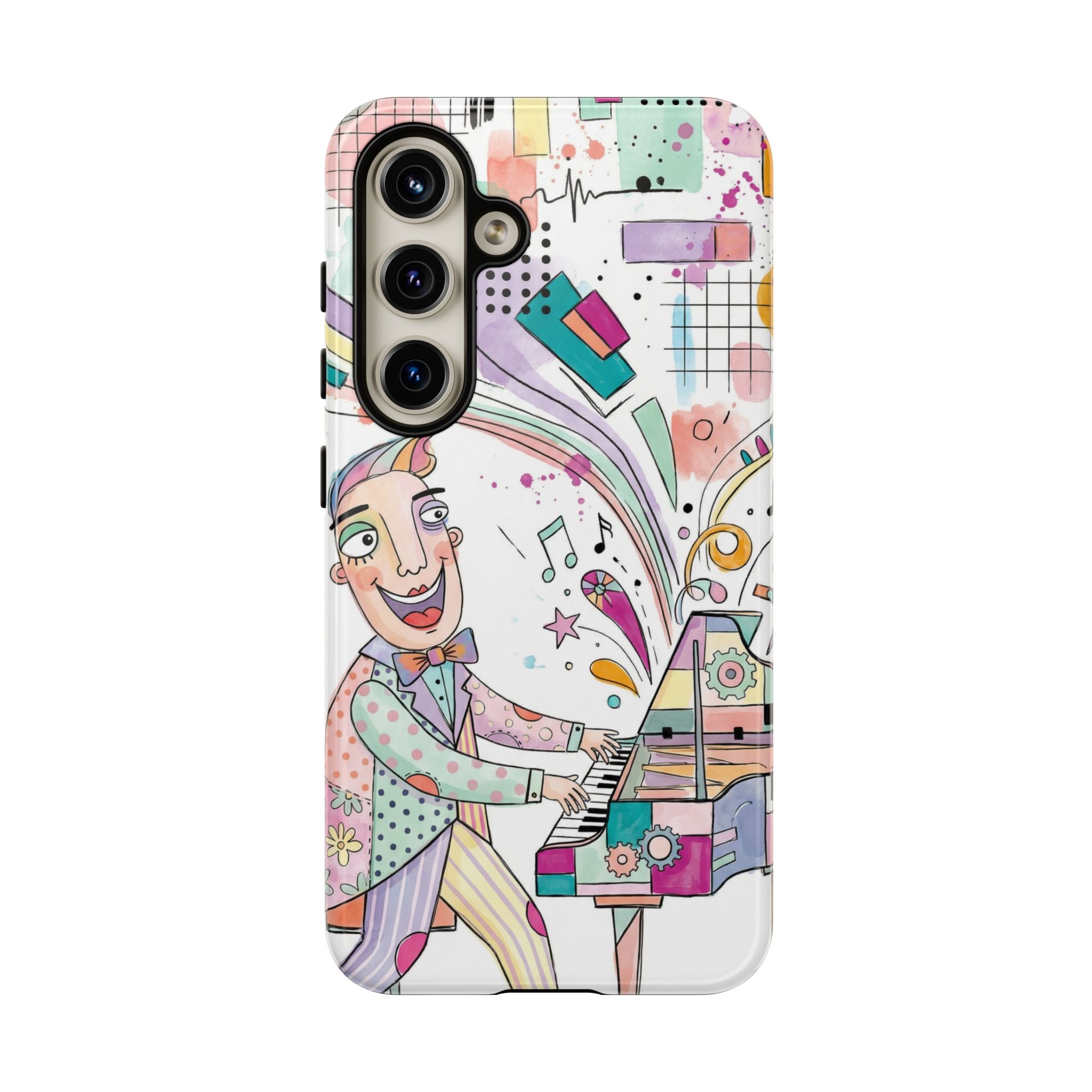 Musical Pianist Samsung Galaxy Phone Case | Colorful Whimsical Piano Art