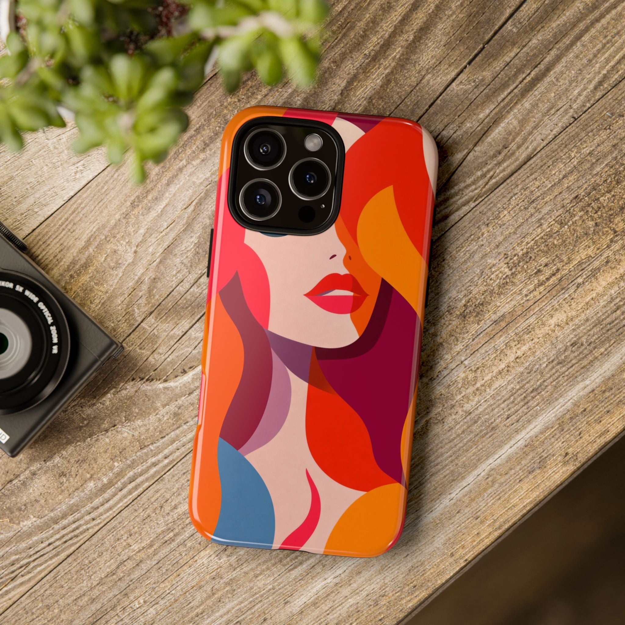 Retro Pop Art Woman iPhone Case | Bold Colourful Abstract Portrait