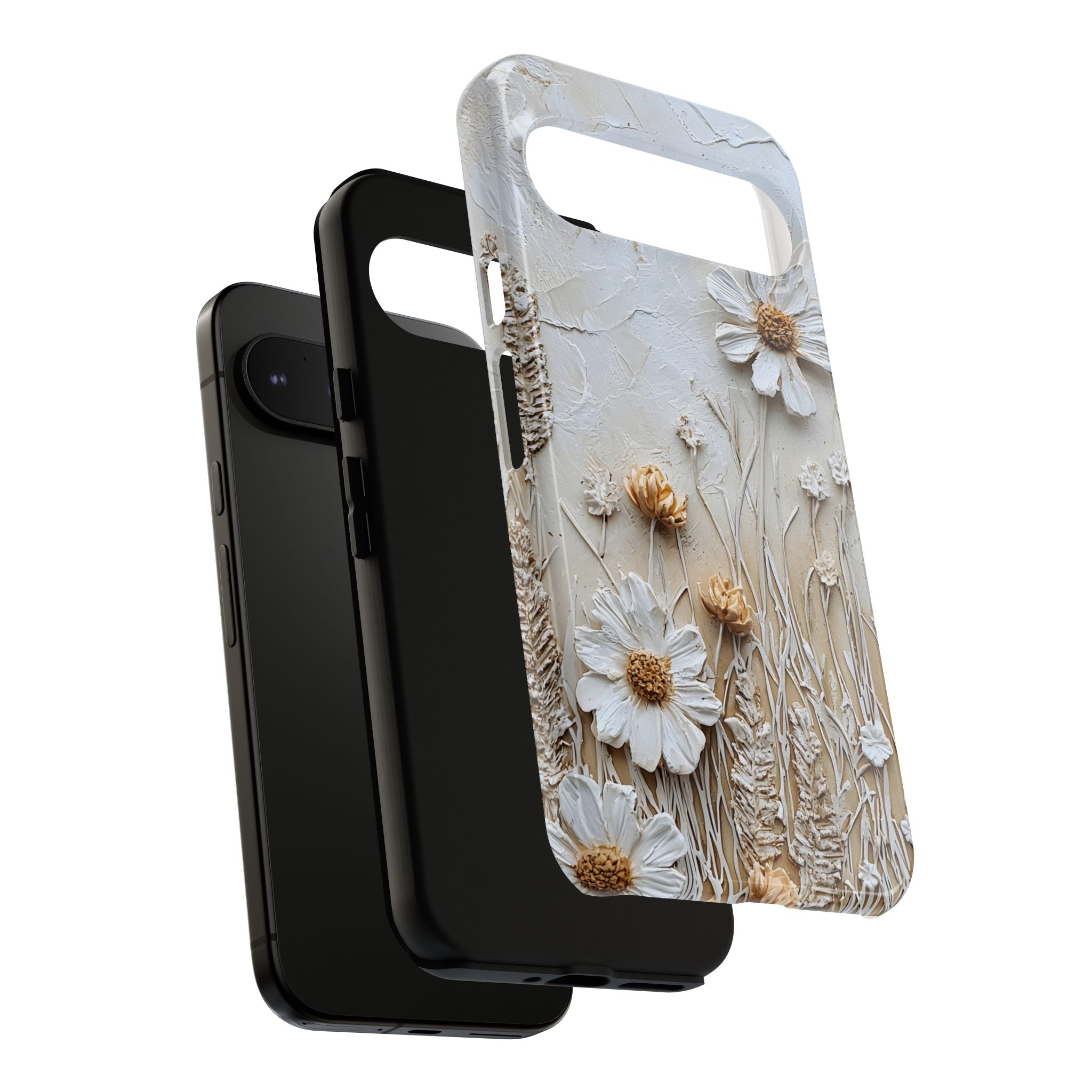 Textured Daisy Art Floral Relief Google Pixel Case