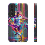 Soccer Player Neon Art Samsung Galaxy Phone Case | Vibrant Football Kick Protective Cover