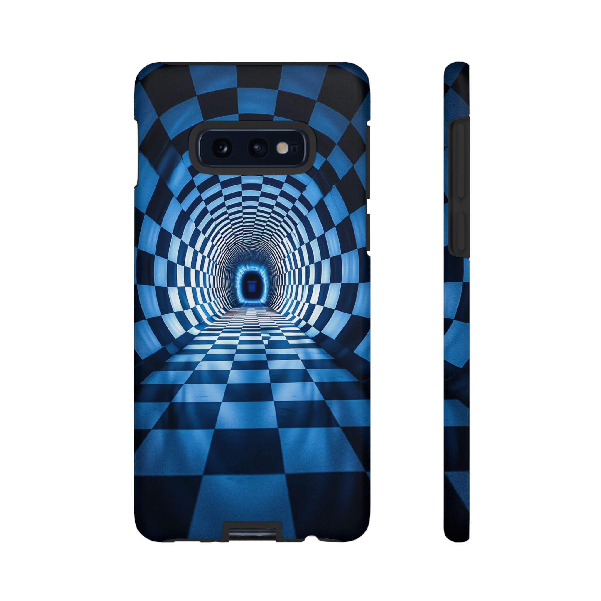 Blue Checkered Tunnel Samsung Galaxy Case — 3D Optical Illusion Tough Case