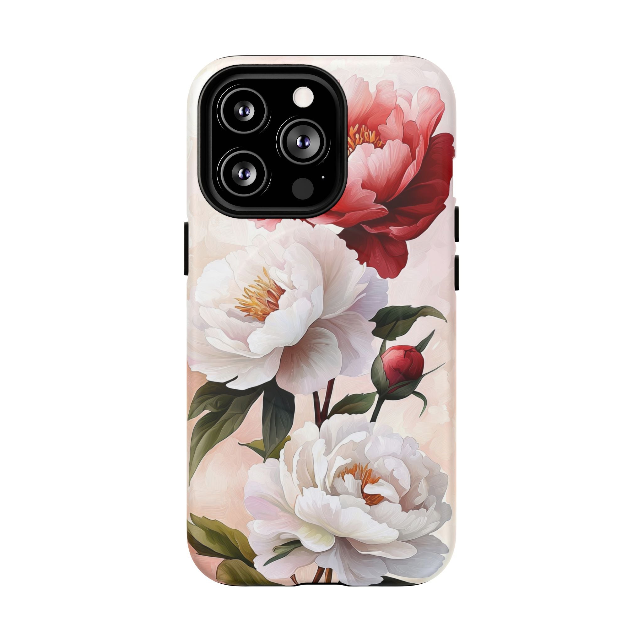 Custodia MagSafe per iPhone resistente con motivo floreale Peony | Design vintage con rose