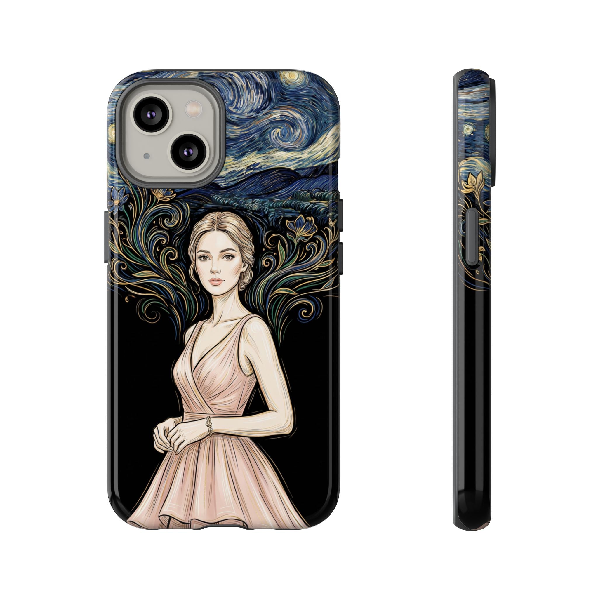 Art Nouveau Starry Night iPhone Case | Elegant Woman Illustration Tough Case