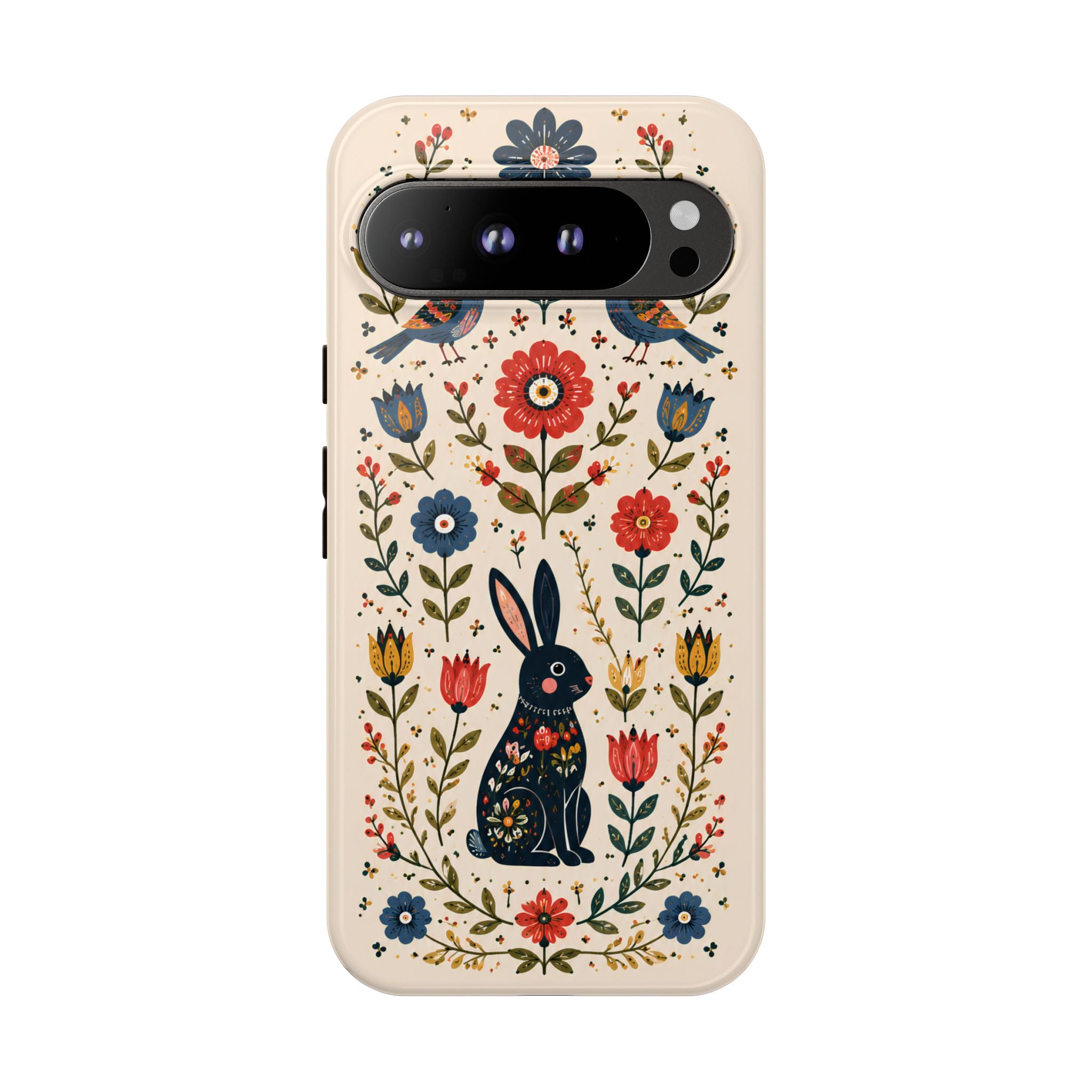 Floral Folk Art Bunny Tough Google Pixel Phone Case