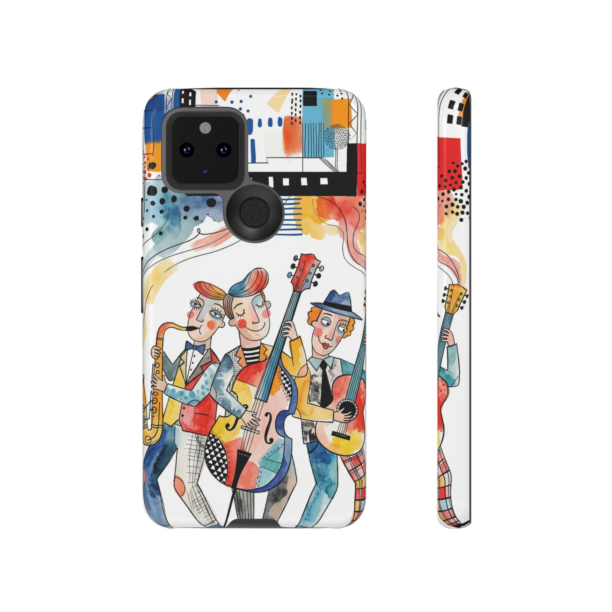 Musical Trio Illustrated Google Pixel Phone Case | Colorful Jazz Band Art Phone Cover