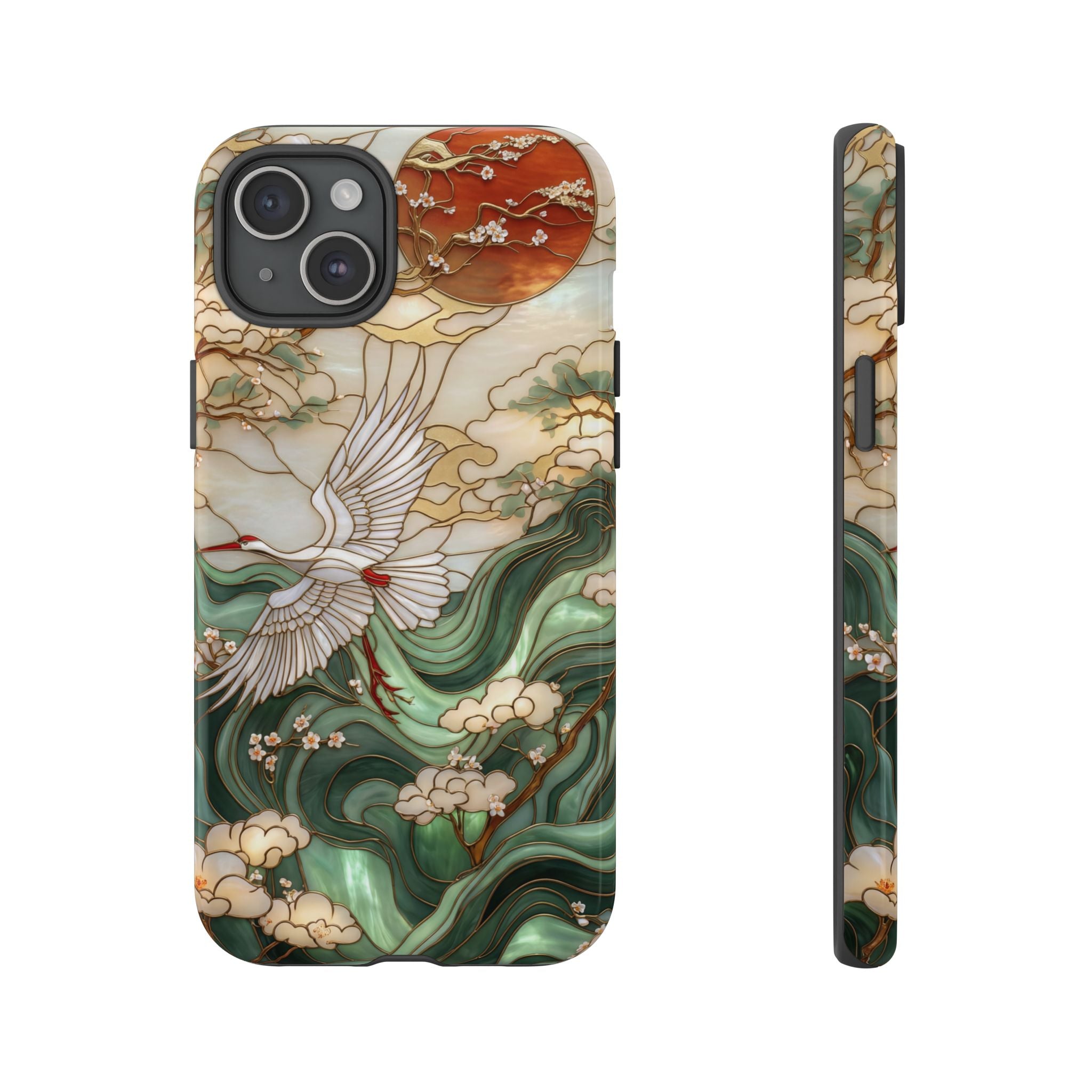 Cranes & Waves Protective iPhone Case | Japanese-Inspired Art Phone Cover