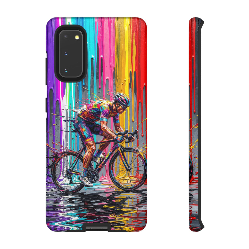 Cyclist Art Samsung Galaxy Phone Case | Colourful Drip Painting Tough Cases