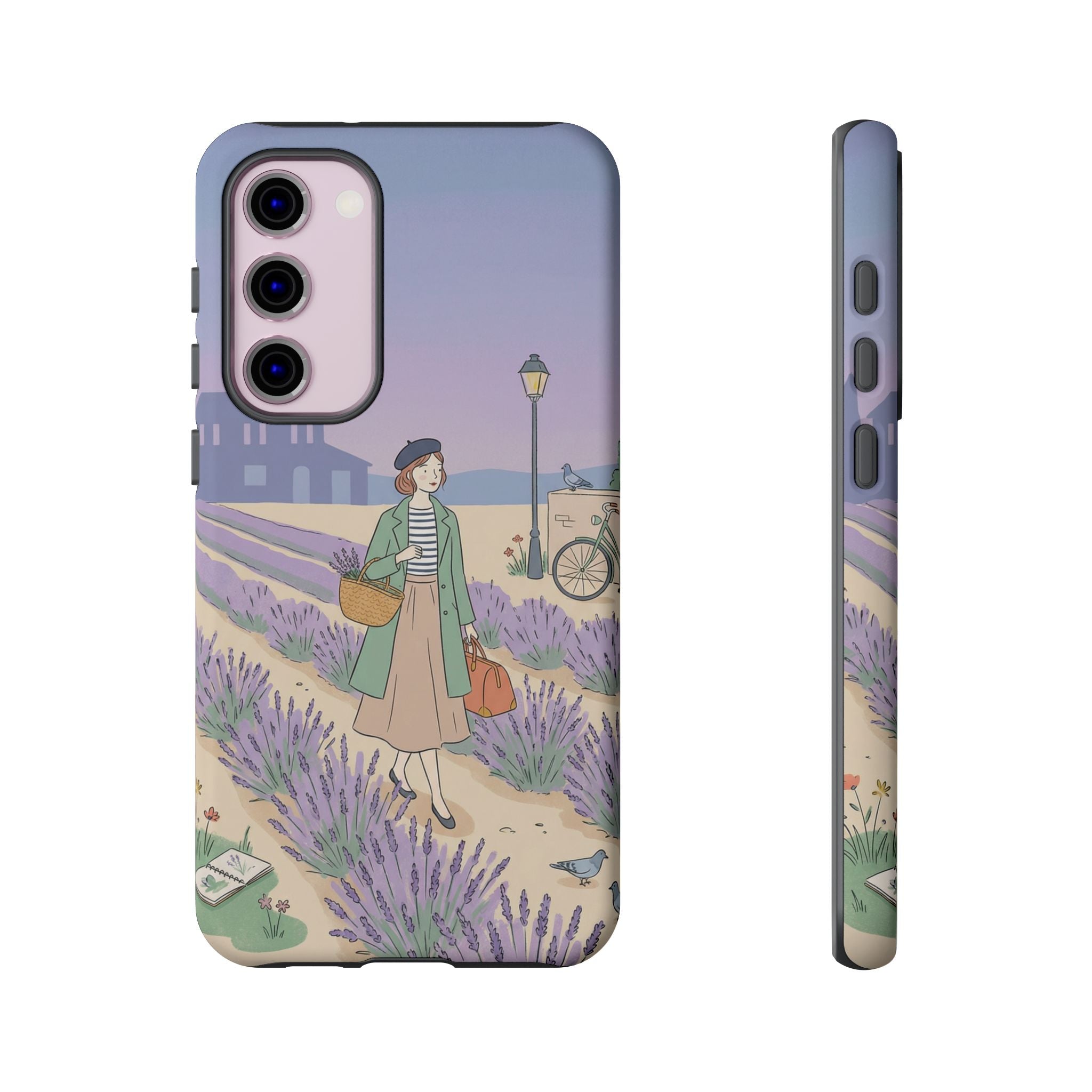 Lavender Field Samsung Galaxy Phone Case | Vintage Travel Illustration Protective Case