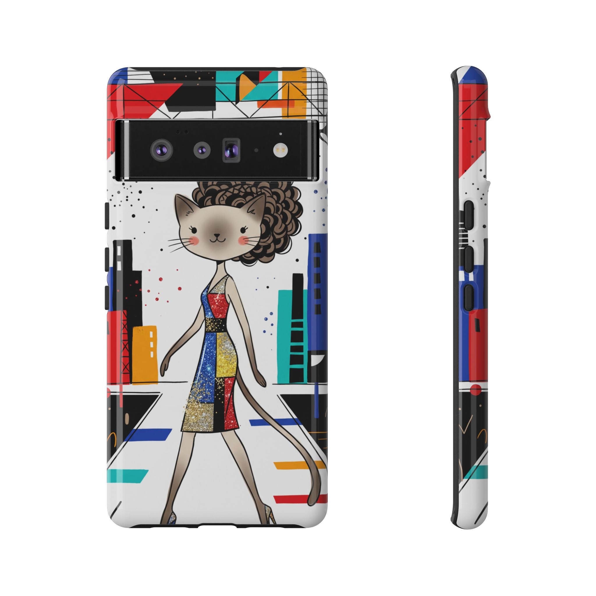 Catwalk City Google Pixel Phone Case | Cute Fashion Cat
