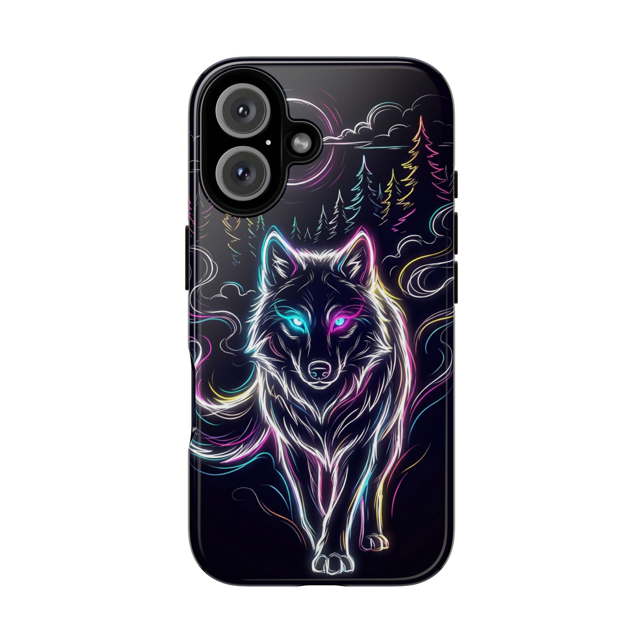 Neon Wolf iPhone Case | Mystic Glow Protective Tough Case