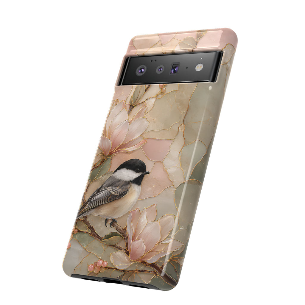 Chickadee Google Pixel Phone Case | Magnolia Flower Phone Case