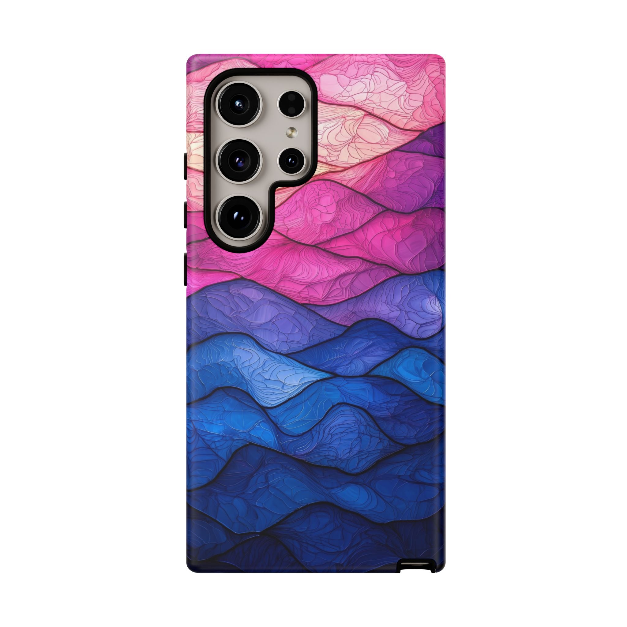 Abstract Ocean Waves Samsung Galaxy Case — Pink & Blue Gradient Tough Case