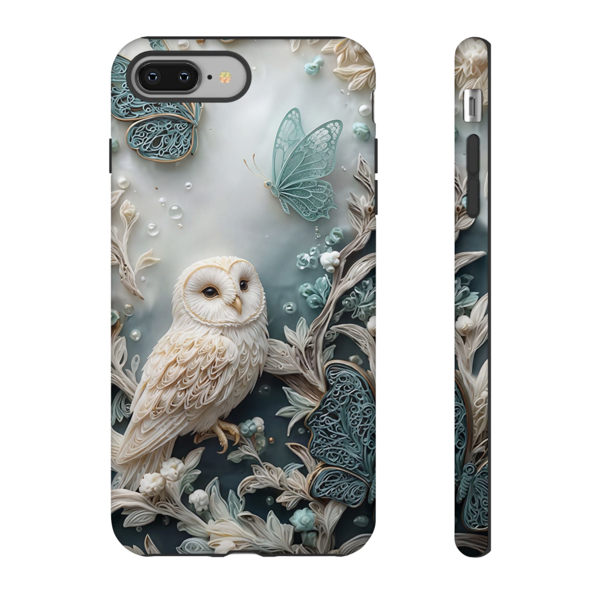 Barn Owl & Butterflies Tough iPhone Case