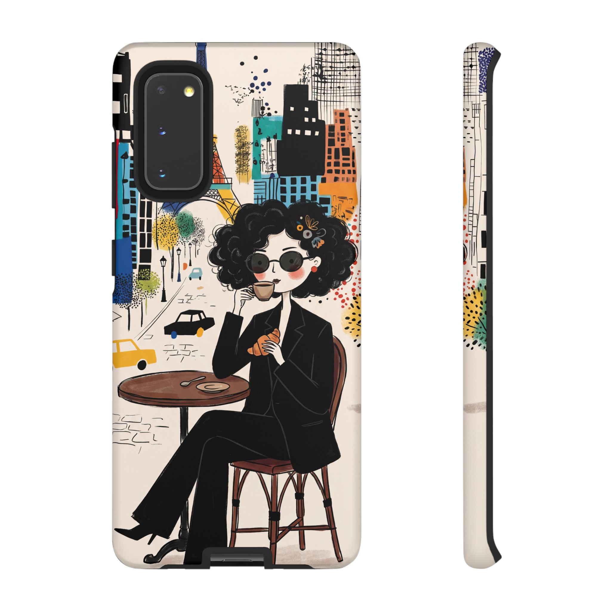 Paris Cafe Chic Samsung Galaxy Phone Case | Stylish Woman Illustration iPhone Cover