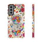 Floral Rainbow Cat Samsung Galaxy Phone Case | Cat News Design