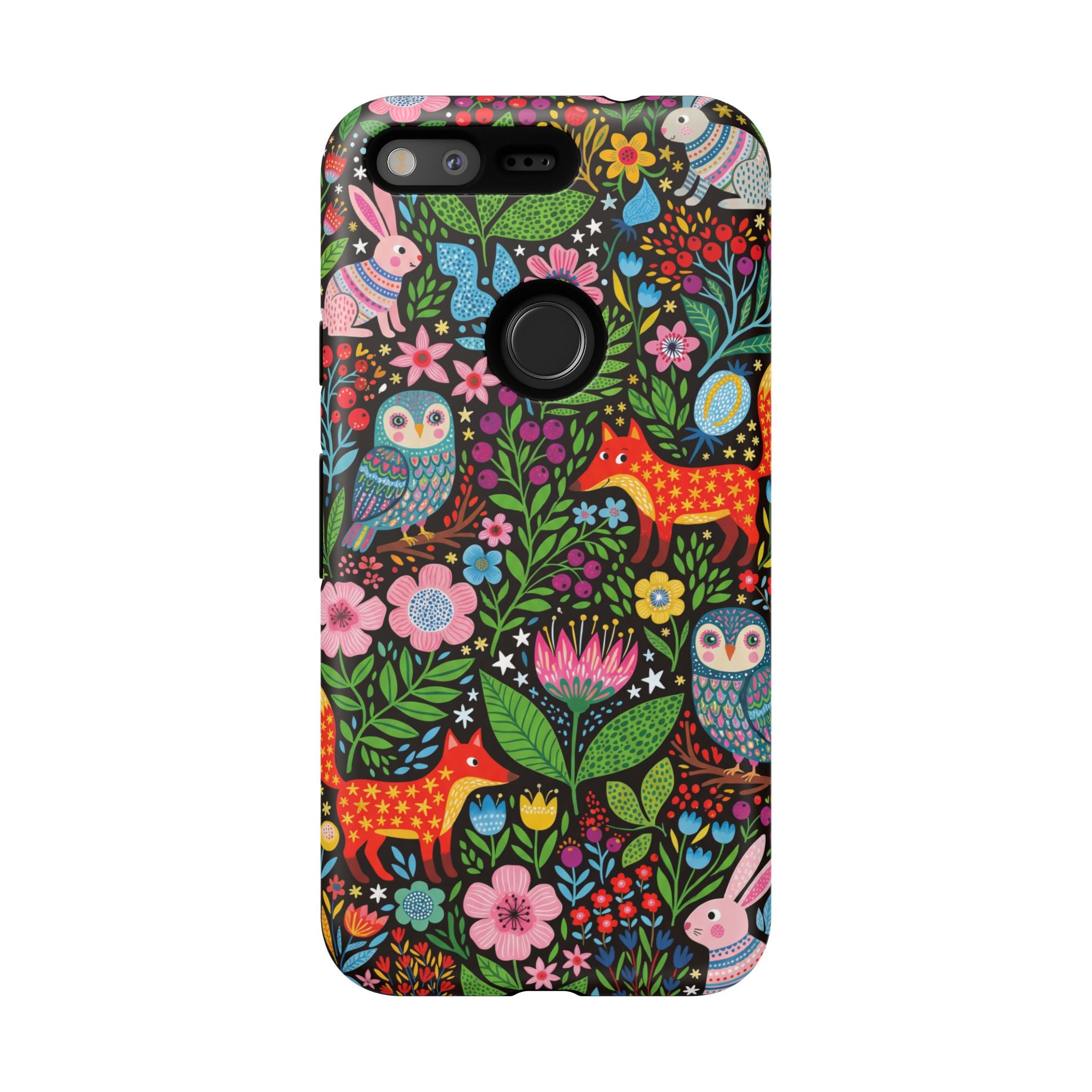Floral Woodland Google Pixel Phone Case | Colourful Fox & Owl Protective Cover