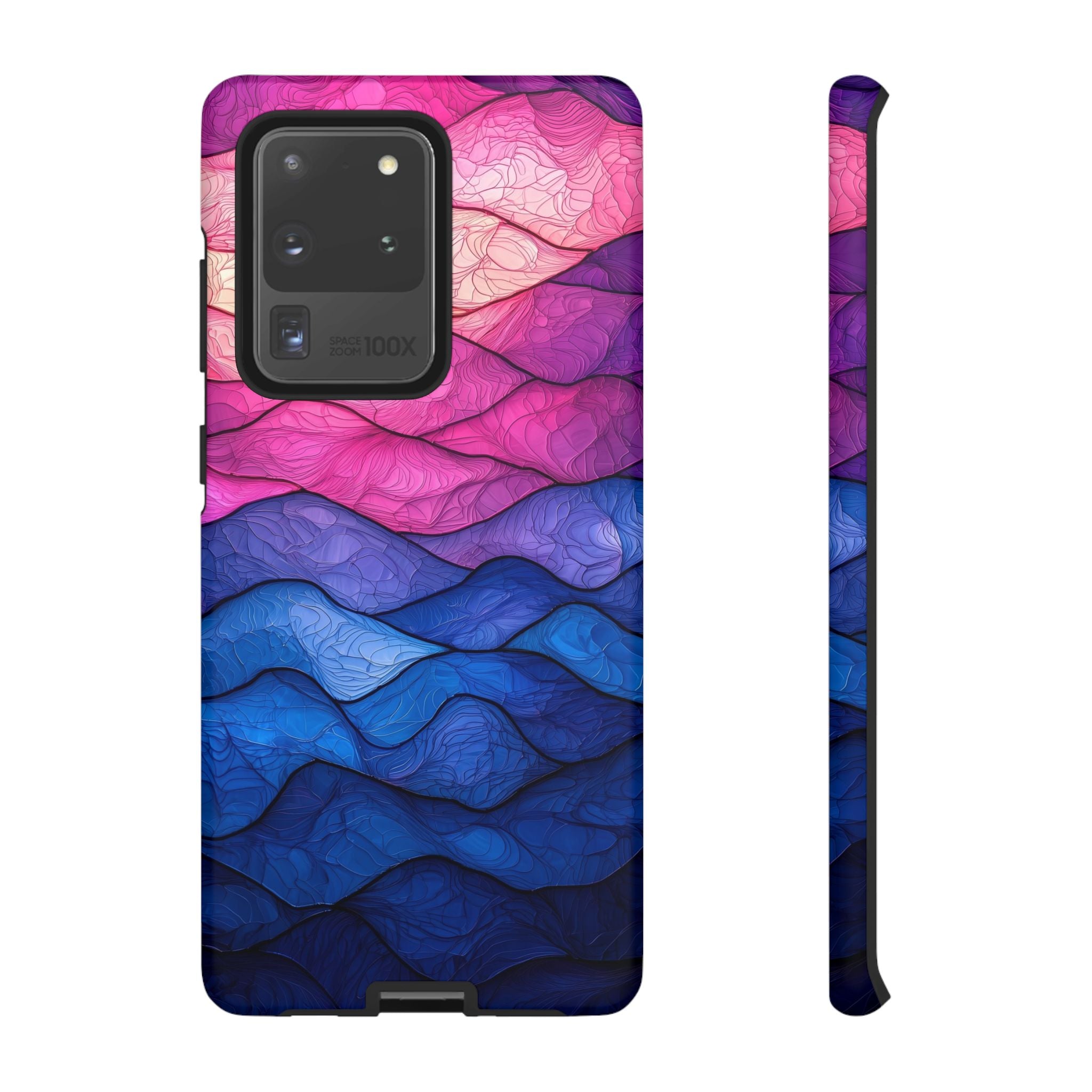 Abstract Ocean Waves Samsung Galaxy Case — Pink & Blue Gradient Tough Case
