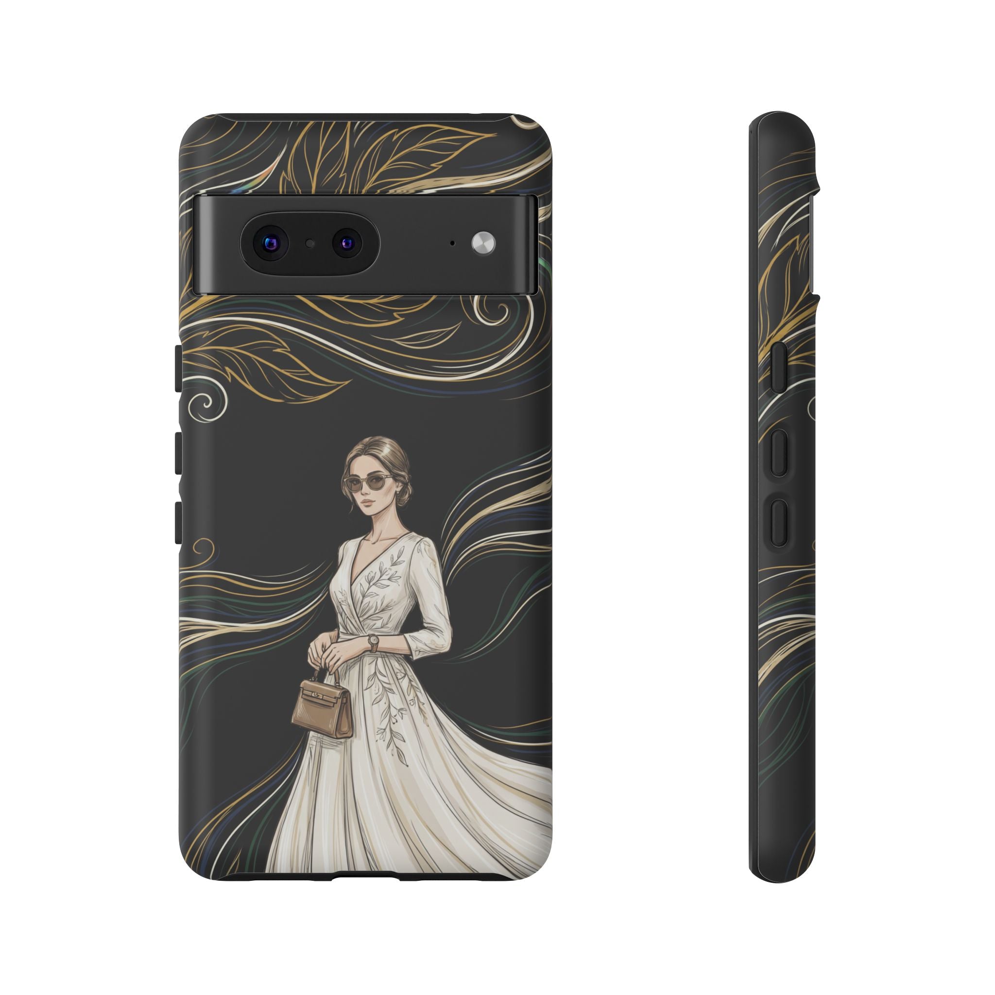 Elegant Woman Illustration Google Pixel Phone Case | Vintage Bride in Flowing Gown