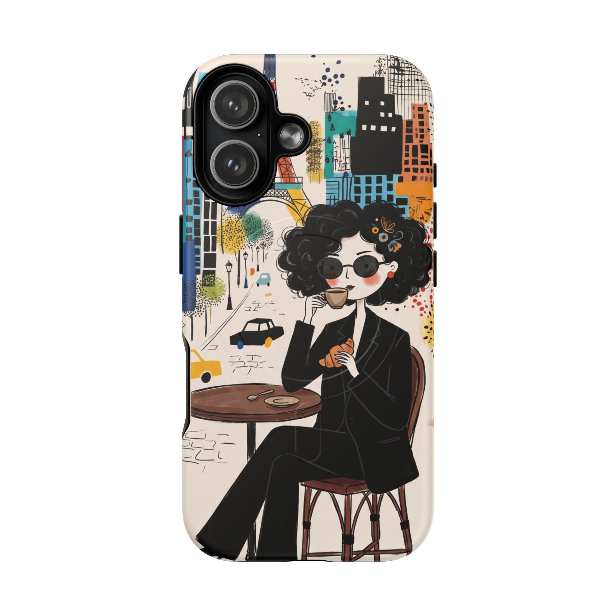 Paris Cafe Chic MagSafe iPhone Case | Stylish Woman Illustration iPhone Cover