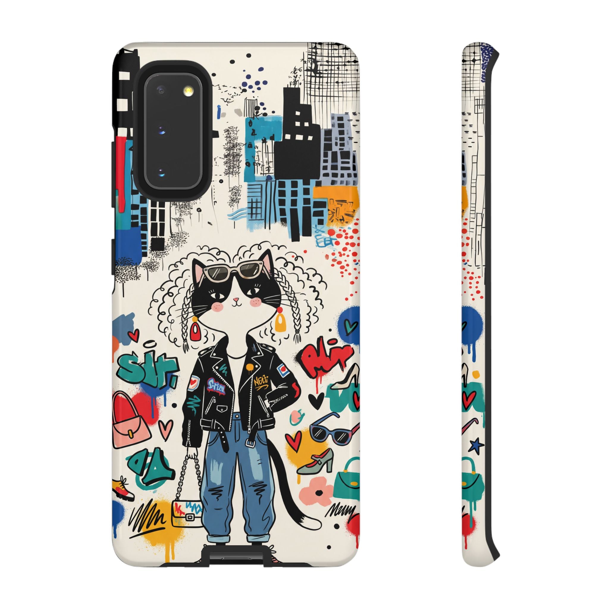 Punk City Cat Graffiti Design Samsung Galaxy Phone Case
