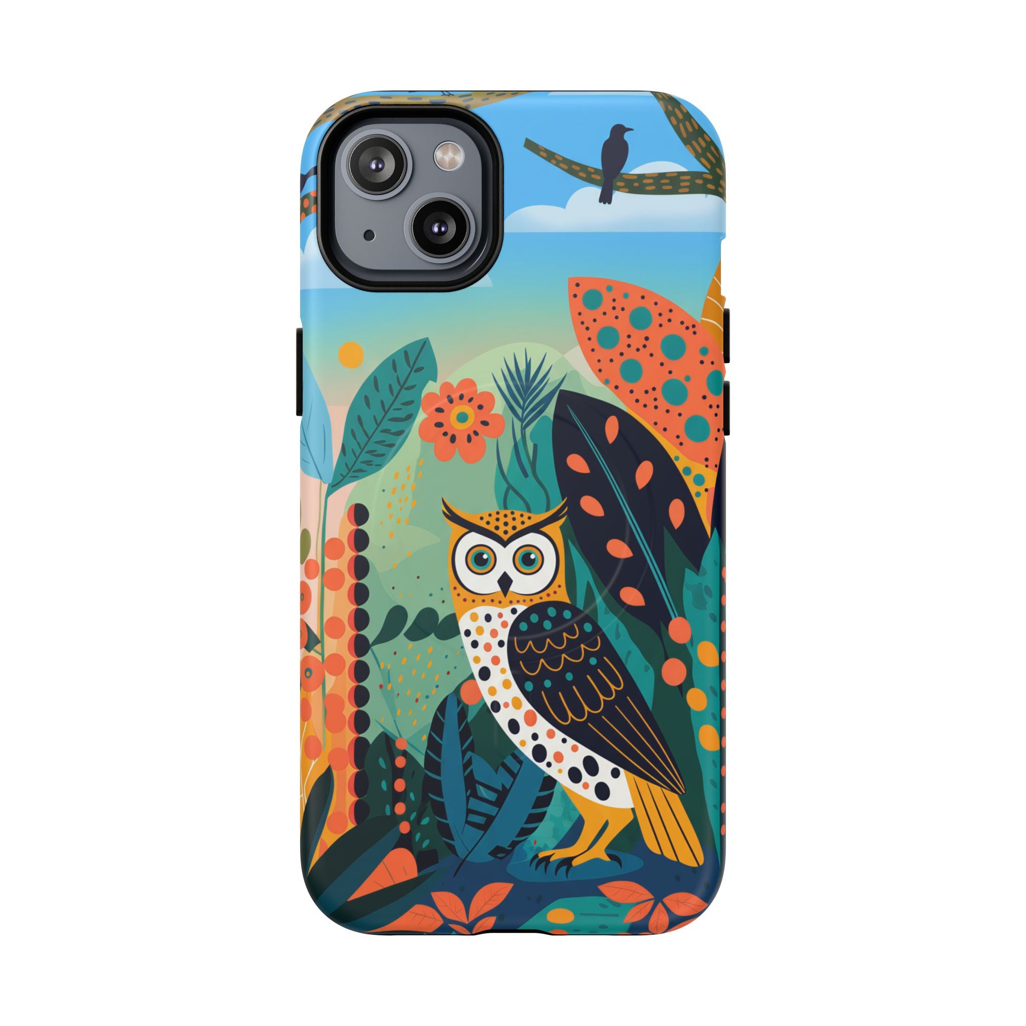 Botanical Forest Colourful Owl MagSafe iPhone Case