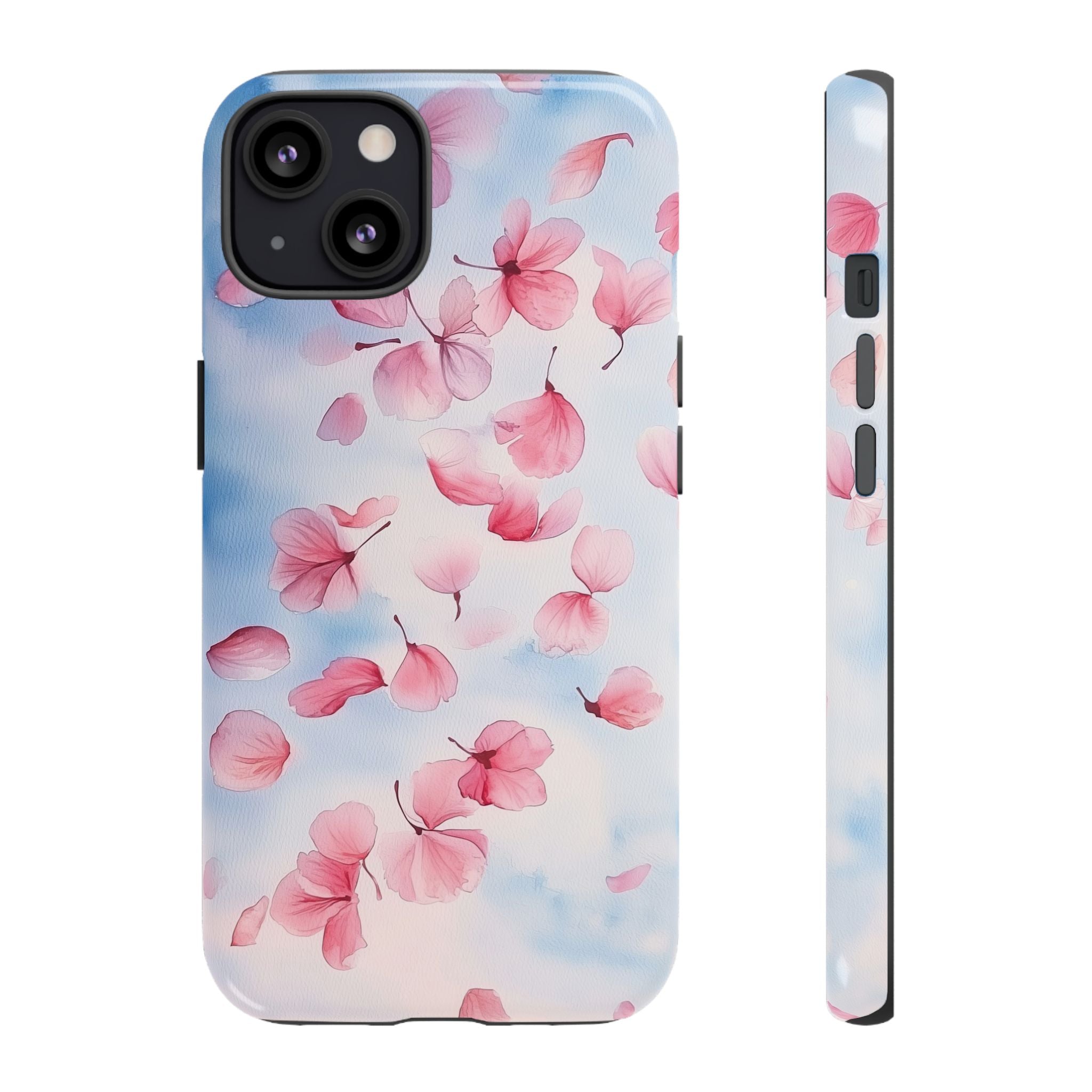 Floral Petal Tough iPhone Case | Pink Falling Blossoms