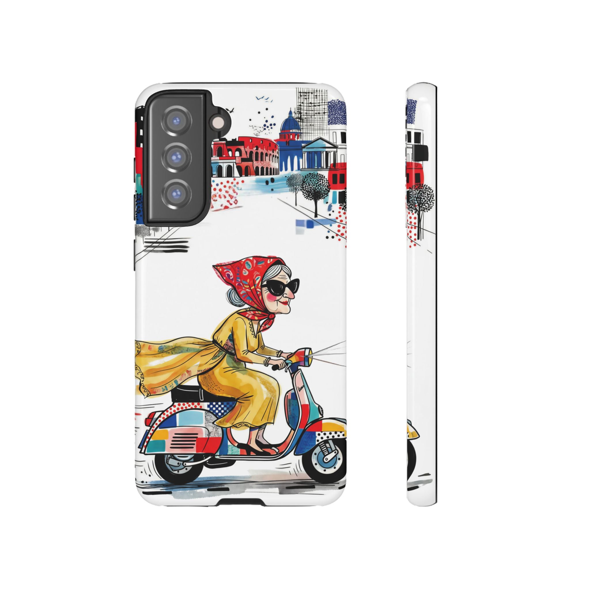 Vintage Vespa Granny Samsung Galaxy Phone Case | Retro Scooter Travel iPhone Cover