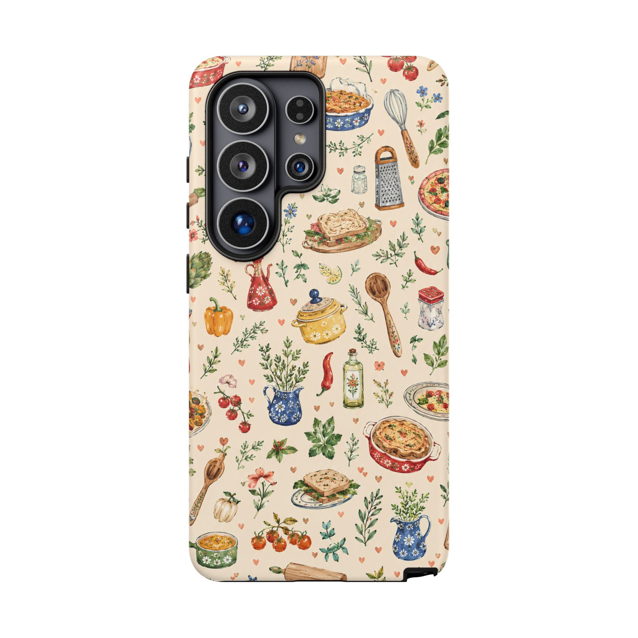 Kitchen Pattern Phone Case | Watercolor Cooking Art Cover | Cozy Baking Illustration Shell | Cute Home Chef Gift