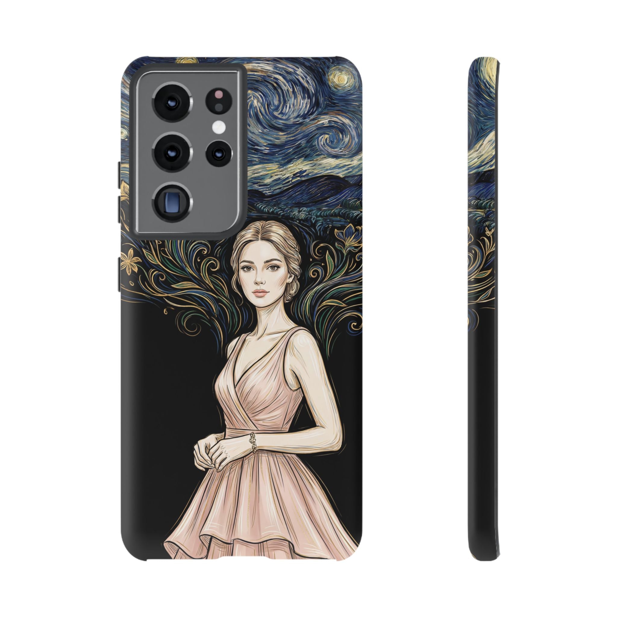 Art Nouveau Starry Night Samsung Galaxy Phone Case | Elegant Woman Illustration Tough Case