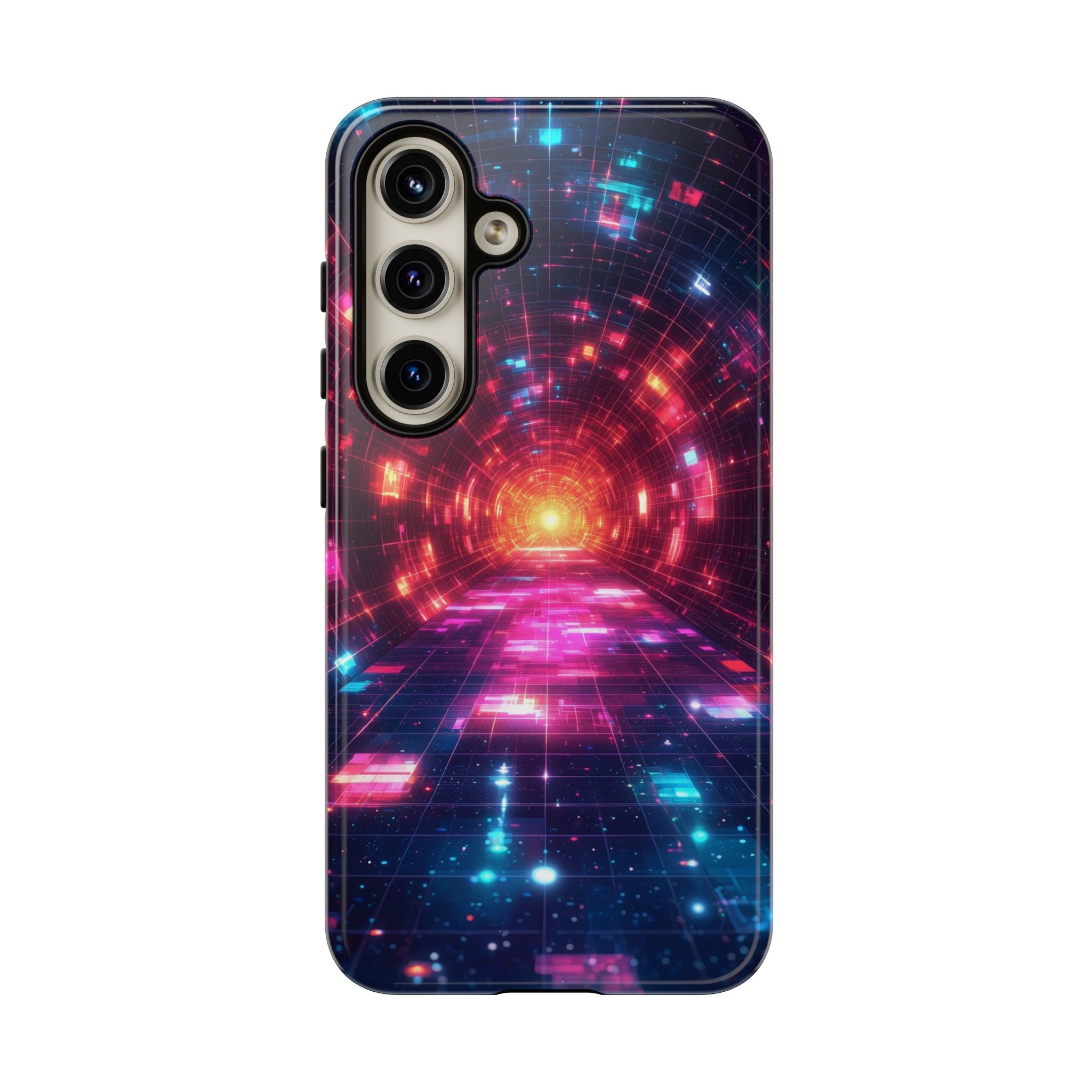 Neon Tunnel Tough Samsung Galaxy Case — Retro Futuristic Galaxy Design