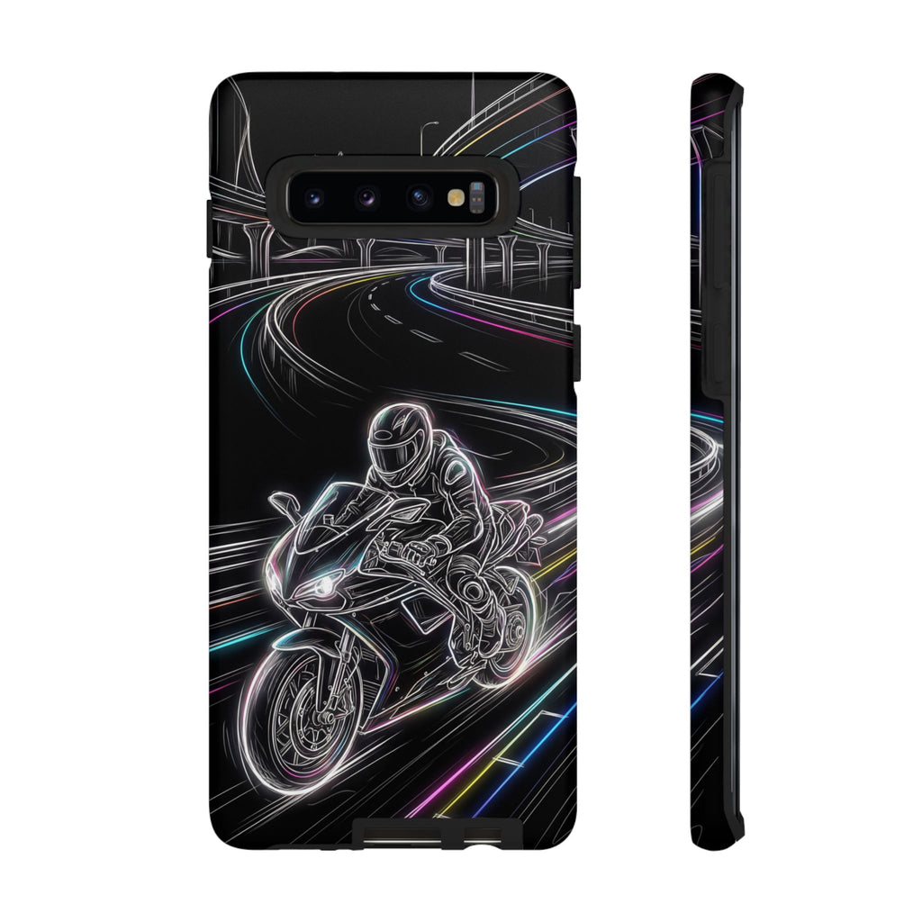Neon Night Rider Samsung Galaxy Phone Case | Motorcycle Racing Protective Cover